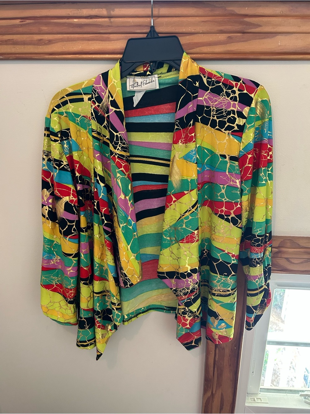 Colorful Striped & Abstract Print Draped Jacket